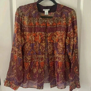 Laura Ashley multicolor and metallic sheer blouse size medium
